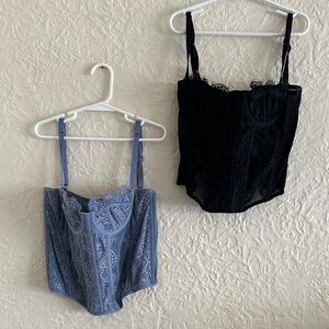 Urban Outfitters Bundle of 2 Modern Love Corsets Black Blue Small